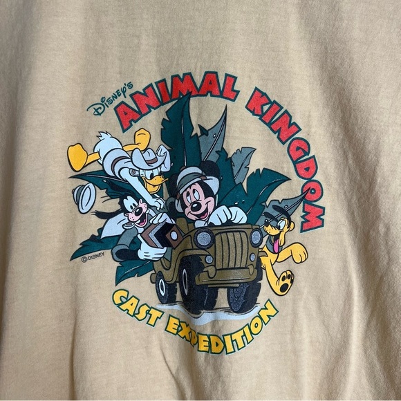 Vintage Disney Animal Kingdom Cast Expedition T-Shirt Yellow Cotton Size L Large - Picture 6 of 14